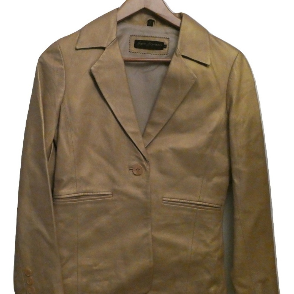 Rem Garson Size Small Soft Tan Leather Blazer Jack